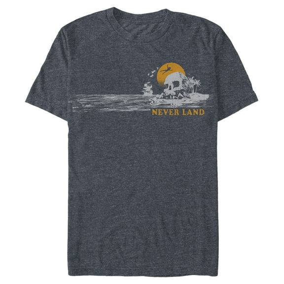 Men's Peter Pan Skull Rock Flight  Graphic Tee Navy Blue Heather Medium