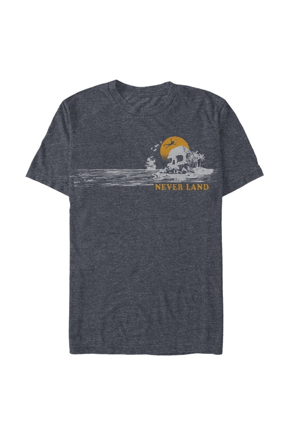 Men's Peter Pan Skull Rock Flight  Graphic Tee Navy Blue Heather Medium
