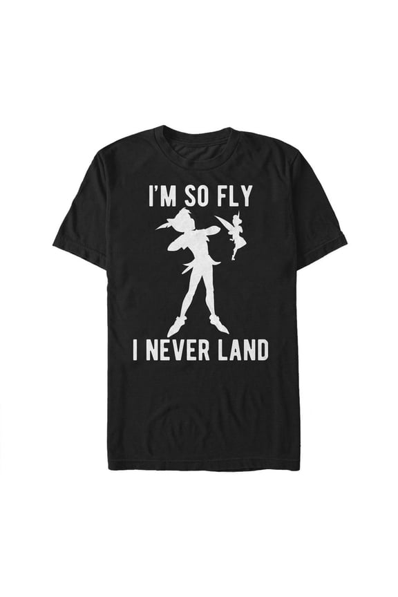 Men's Peter Pan So Fly Never Land  Graphic Tee Black Large