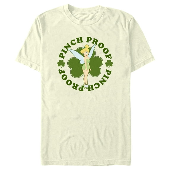 Men's Peter Pan St. Patrick's Day Pinch Proof Tinkerbell Graphic Tee Beige 2X Large
