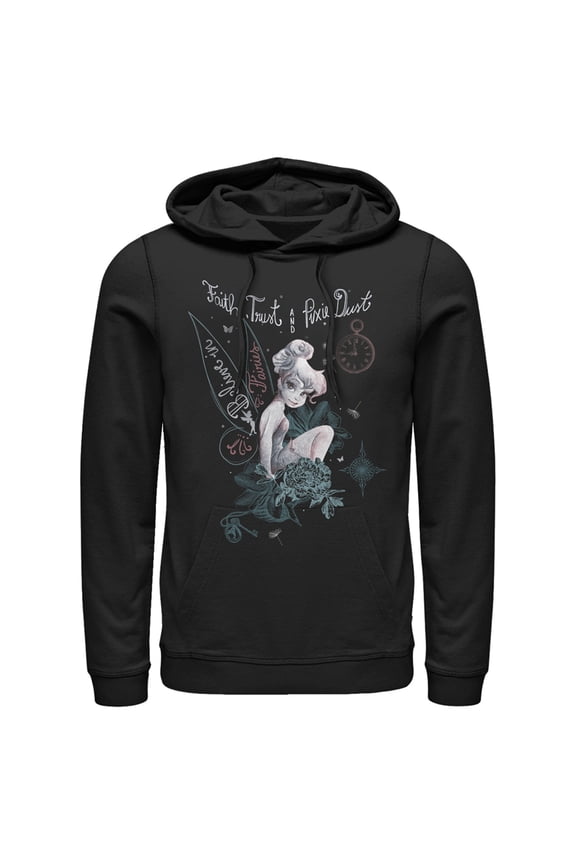 Men's Peter Pan Tinkerbell Believe in Fairies  Pull Over Hoodie Black Small