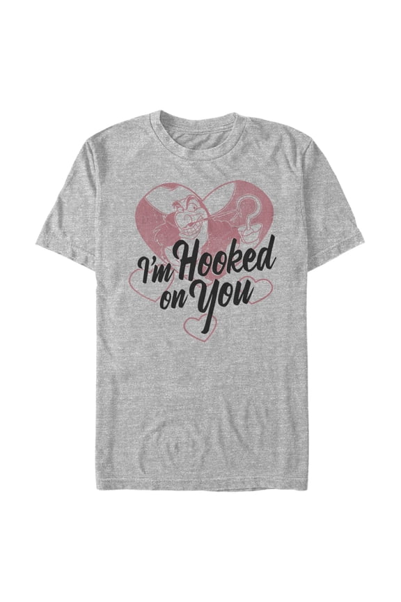 Men's Peter Pan Valentine's Day Captain Hook I'm Hooked on You  Graphic Tee Athletic Heather Medium