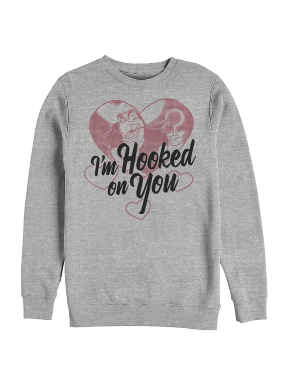 Men's Peter Pan Valentine's Day Captain Hook I'm Hooked on You Sweatshirt Athletic Heather Medium