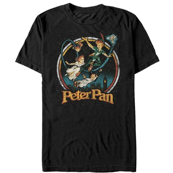 Men's Peter Pan Vintage Flight Graphic Tee Black 5X Large