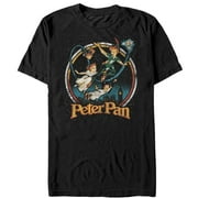 Mens Peter Pan Vintage Flight Graphic Tee Black Large