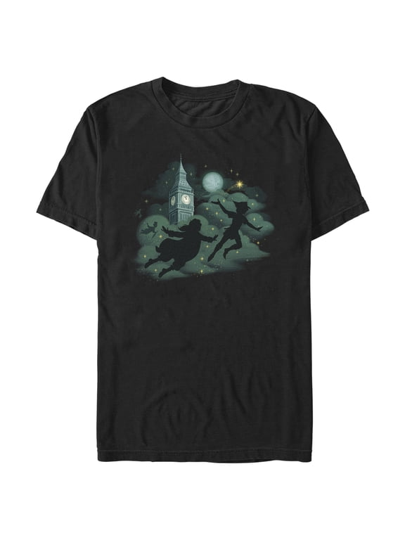 Men's Peter Pan & Wendy Flight Silhouettes Graphic Tee Black Large