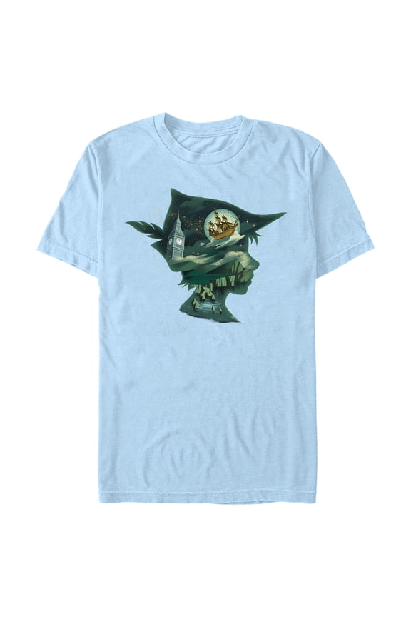 Men's Peter Pan & Wendy Silhouette Peter Scenes  Graphic Tee Light Blue Small
