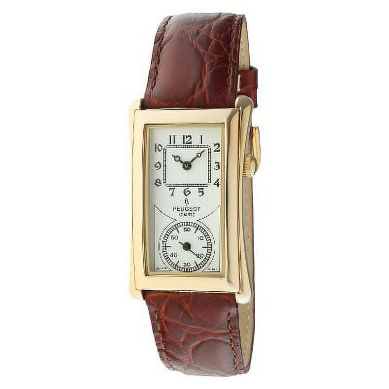 Men's Peugeot® Vintage Leather Strap Watch Brown