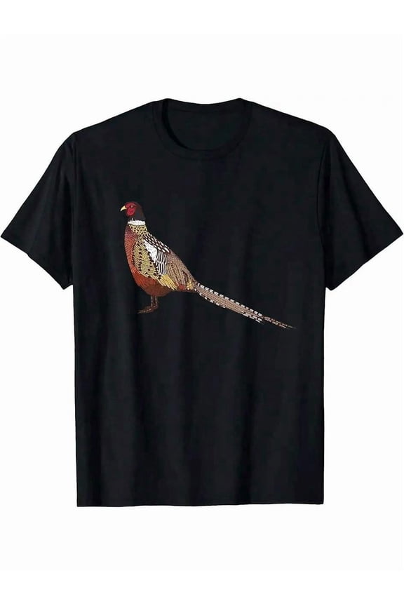 Men's Pheasant Graphic T-Shirt Nature Bird Lover Hunting Tee Black