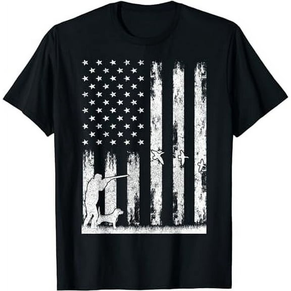 Men's Pheasant Hunting Shirts, Bird Hunter Dad American Flag T-Shirt