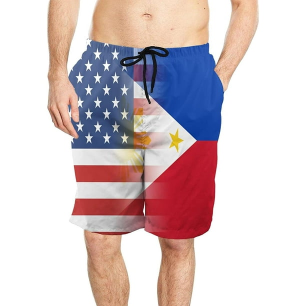 Men's Philippines American Flag Quick Dry Surf Swim Trunks Beach