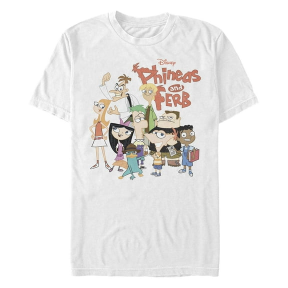 Men's Phineas and Ferb Character Collage Graphic T-Shirt