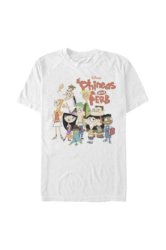 Men's Phineas and Ferb Character Collage Graphic T-Shirt