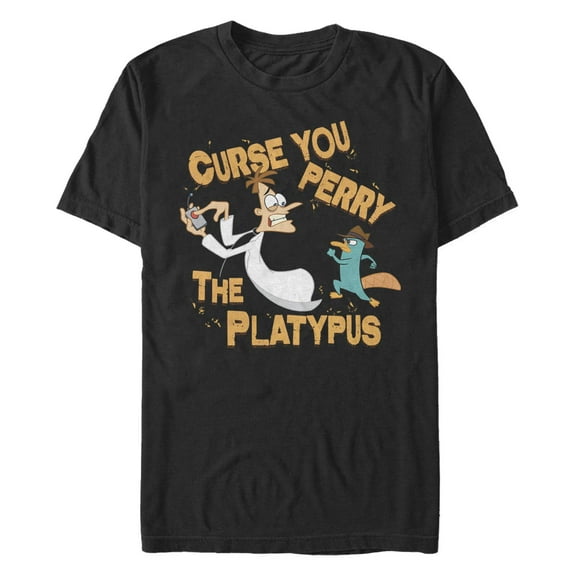 Men's Phineas and Ferb Dr. Doofenshmirtz Curse You Perry the Platypus  Graphic T-Shirt