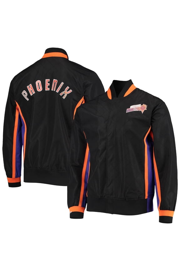 Men's Phoenix Suns Black Mitchell & Ness Hardwood Classics 75th Anniversary Authentic Warmup Full-Snap Jacket