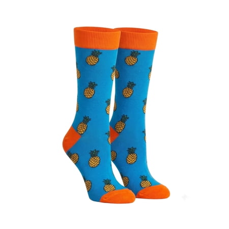 Men's Pineapple Tropical Socks Size 10-13 Turquoise Orange