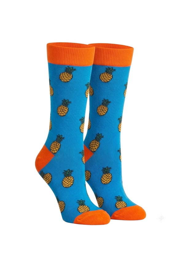 Men's Pineapple Tropical Socks Size 10-13 Turquoise Orange