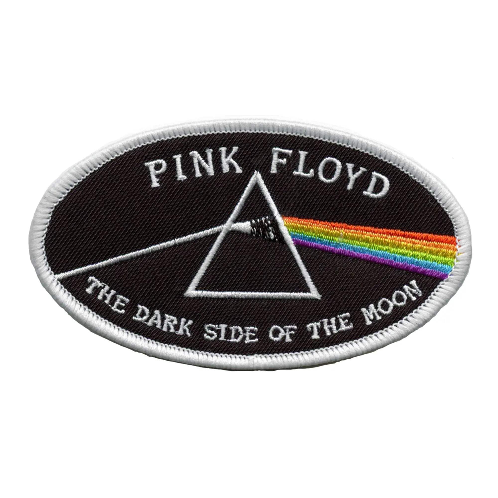 Men's Pink Floyd Dark Side Of The Moon Oval White Border Woven Patch ...