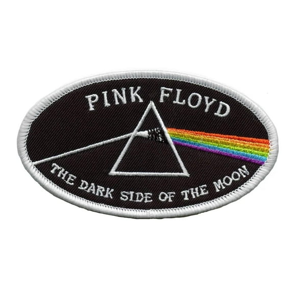 Men's Pink Floyd Dark Side Of The Moon Oval White Border Woven Patch