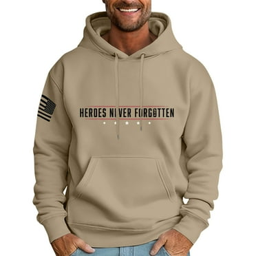Men's Pink Hoodie Heroes Never Forgotten Graphic Comfortable and Stylish Sweatshirt with Pocket