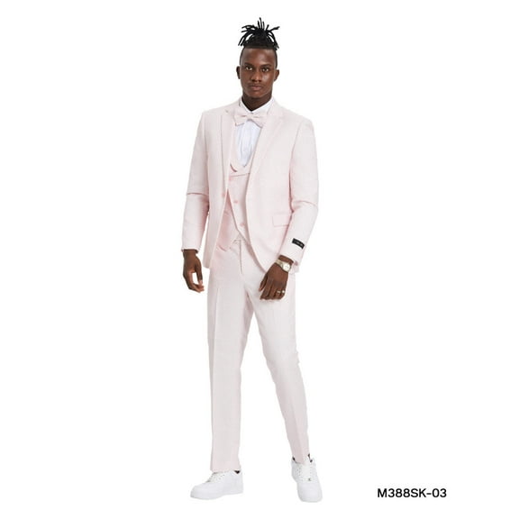 Men's Pink Polka Dot Suit With Matching Vest, Pants,  Bowtie
