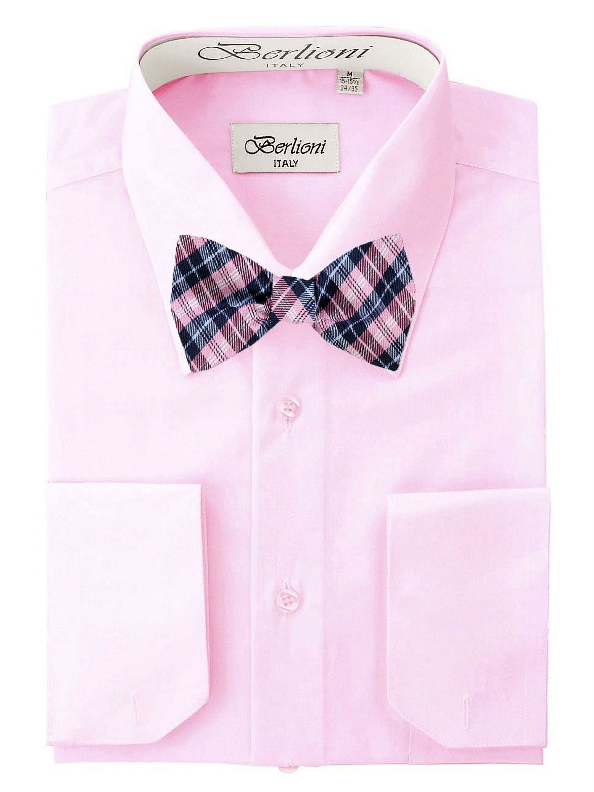 Men's Pink Solid Dress Shirt and Self Tie Bow Tie - Walmart.com Men's Pink Solid Dress Shirt and Self Tie Bow Tie - Walmart.com