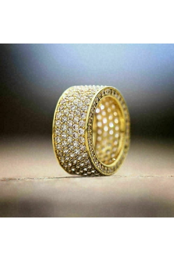Men's Pinky Band Ring 14K Yellow Gold Plated Silver 2Ct Round Brilliant Cut Lab Created VVS1/D Diamond