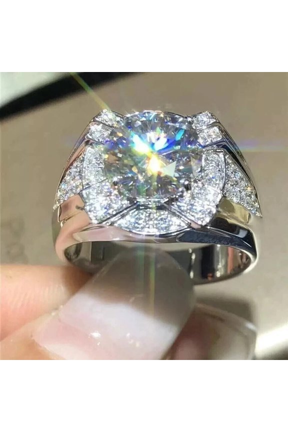 Men's Pinky Band Ring 3.00CT Round Cut Lab-Created Diamond 14K White Gold Plated