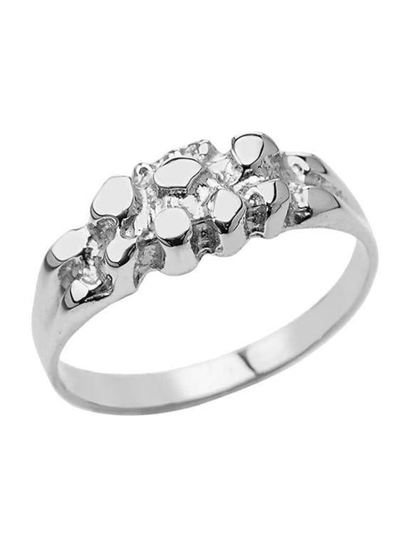 Men's Pinky Nugget Ring in Sterling Silver (9.75)