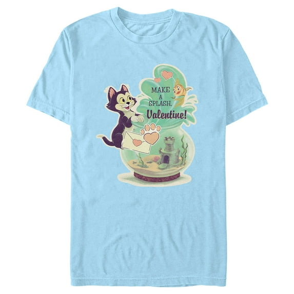 Men's Pinocchio Make A Splash Valentine Graphic Tee Light Blue 2X Large