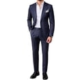 thumbnail image 1 of Men's Pinstripe 2 Piece Business Suit Set, Notched Lapel Blazer Jacket & Straight Leg Dress Pants, Formal Wedding Party Business Suit Outfit, 1 of 8