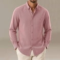 thumbnail image 1 of Men's Pinstripe Button down Shirt with Pocket - Long Sleeve Lapel Collar Top, Retro Button for Smart Casual Work and Weekend Outings, 1 of 6