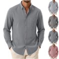thumbnail image 1 of Men's Pinstripe Button down Shirt with Pocket - Long Sleeve Lapel Collar Top, Retro Button for Smart Casual Work and Weekend Outings, 1 of 6