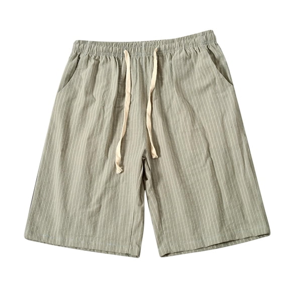 Men's Pinstripe Shorts Vertical Striped Short Pants, 9" Inseam Classic Old Money Knee Length Summer Bottoms, Elastic Waist Drawstring Fashion Shorts with Pockets