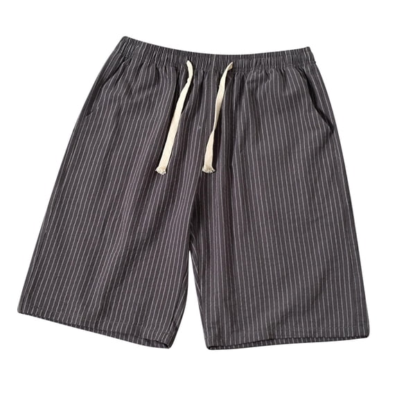 Men's Pinstripe Shorts Vertical Striped Short Pants, 9" Inseam Classic Old Money Knee Length Summer Bottoms, Elastic Waist Drawstring Fashion Shorts with Pockets