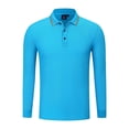 thumbnail image 1 of Men's Pique Cotton Interlock Color Long Sleeve Polo Work Shirt, 1 of 12