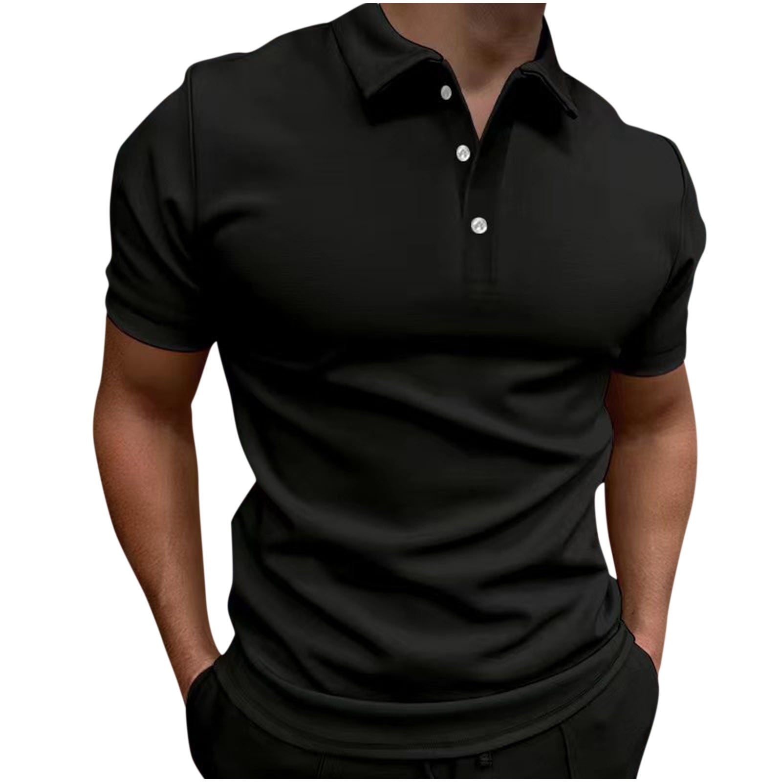 Men's Pique Polo Shirts Short Sleeve Button Down Shirts Summer Casual
