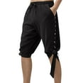 thumbnail image 1 of Men’s Pirate Pants, Medieval Style Casual Trousers with Elastic Drawstring Waist and Lace Up Cuffs, Loose Fit Renaissance Pants for Halloween, Costume Party, Stage Performance and Daily Wear, 1 of 5