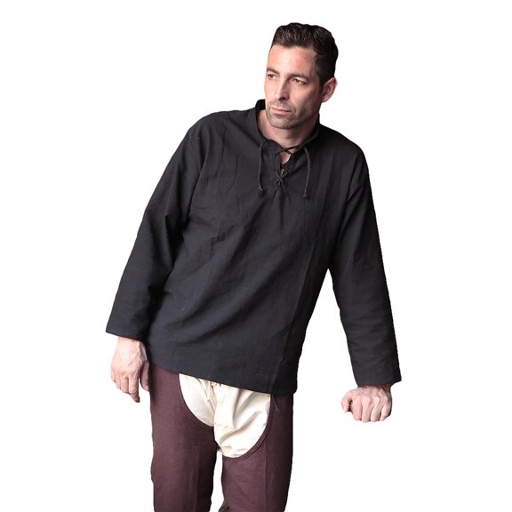 Men's Pirate Shirt in Black, size: X-Large | Cotton by Medieval Collectibles