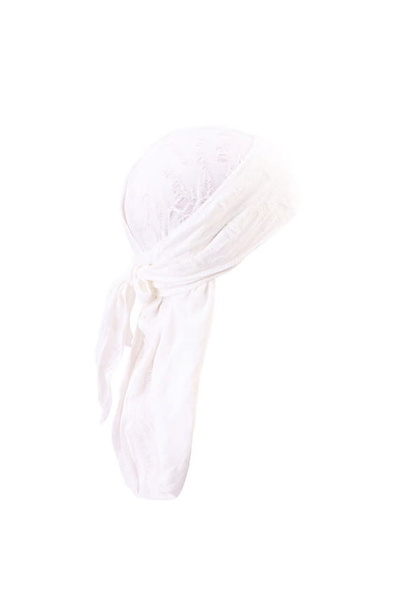 Men's Pirate Style Do-Rag Headwrap, Silky Breathable Headscarf for Hip Hop Street Fashion, Sun Protection, and Casual Daily Wear, Adjustable Design for a Secure and Stylish Look White
