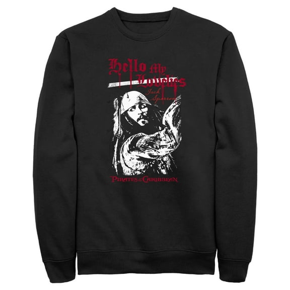 Men's Pirates of the Caribbean: Curse of the Black Pearl Jack Sparrow Hello My Lovelies Sweatshirt Black 3X Large