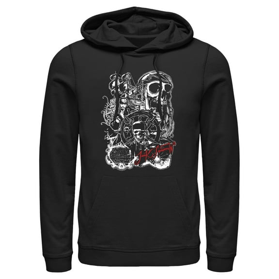 Men's Pirates of the Caribbean: Curse of the Black Pearl Jack Sparrow Icons  Pull Over Hoodie Black Large