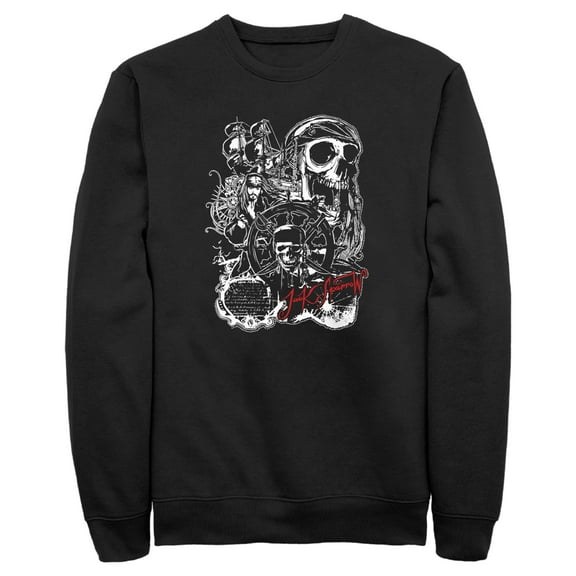 Men's Pirates of the Caribbean: Curse of the Black Pearl Jack Sparrow Icons Sweatshirt Black 2X Large