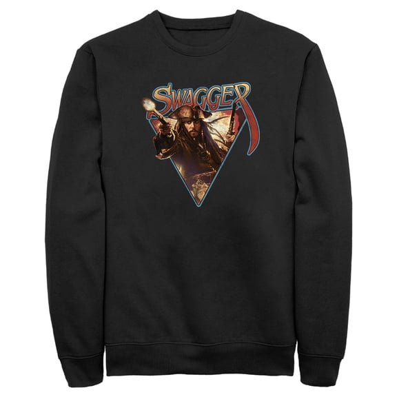 Men's Pirates of the Caribbean: Curse of the Black Pearl Jack Sparrow Swagger Sweatshirt Black 2X Large