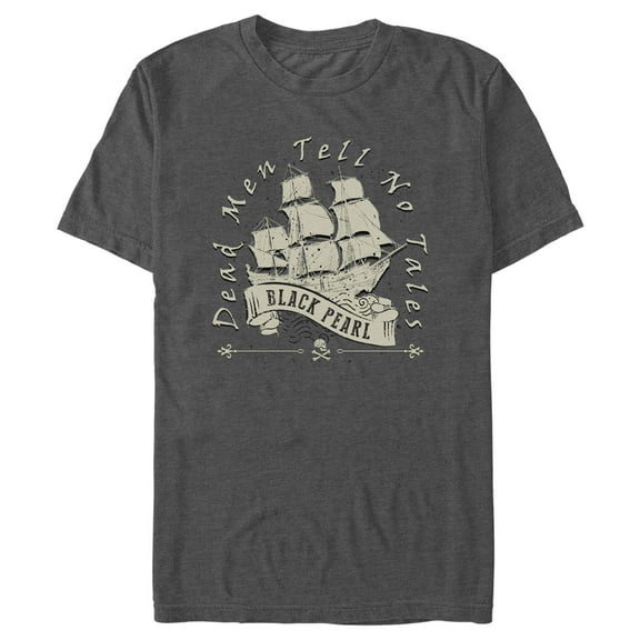 Men's Pirates of the Caribbean: Dead Man's Chest Dead Men Tell No Tales Black Pearl Graphic Tee Charcoal Heather Large