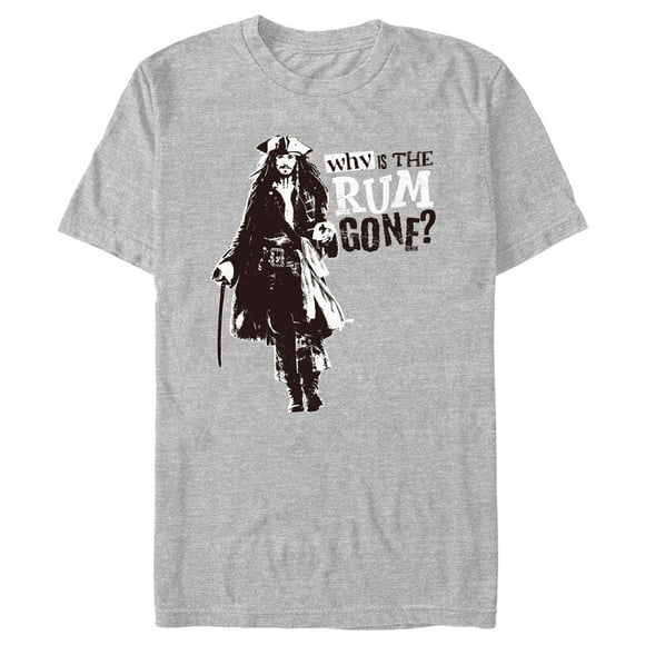 Men's Pirates of the Caribbean: Dead Man's Chest Jack Sparrow Why is the Rum Gone  Graphic Tee Athletic Heather 2X Large