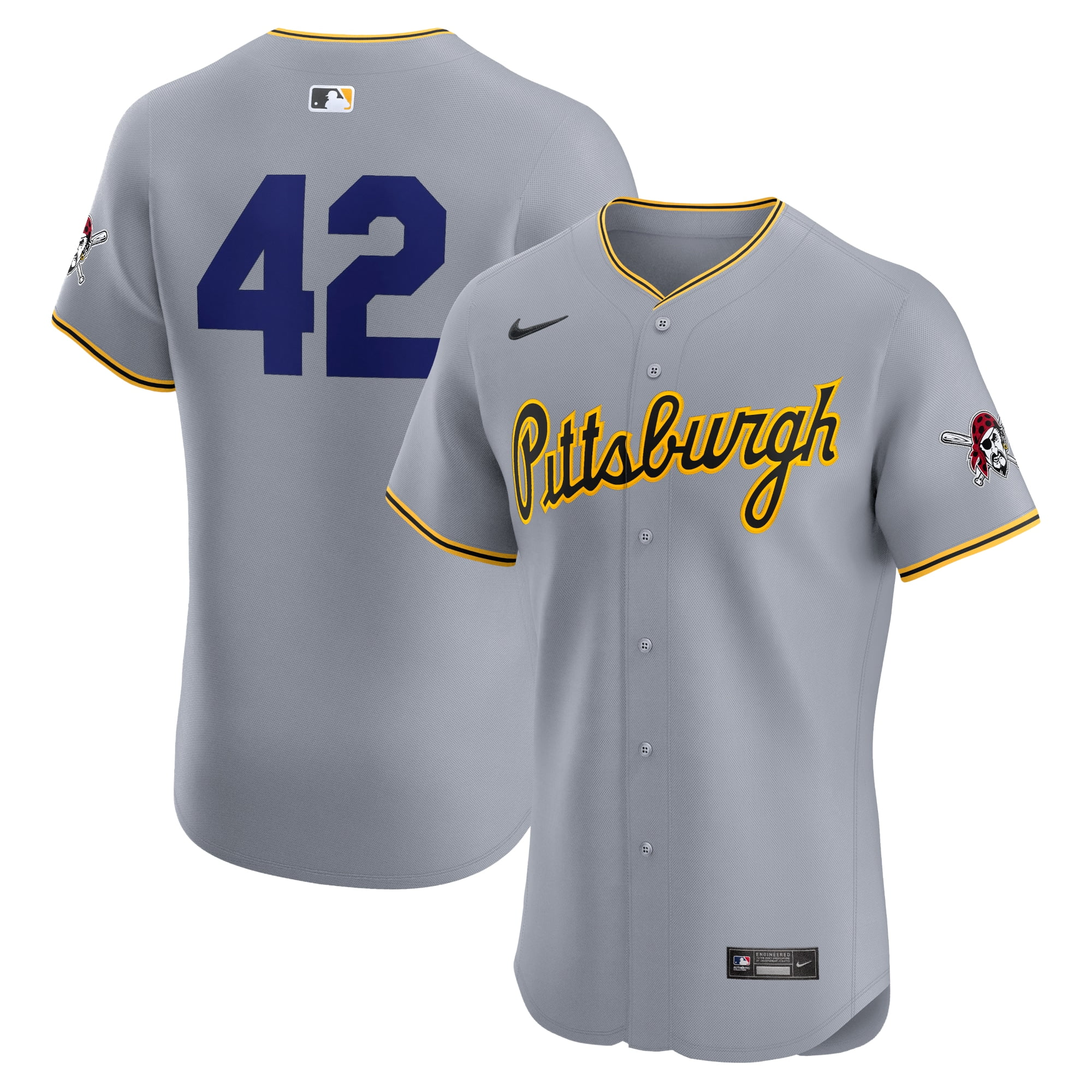 Men's Pittsburgh_Pirates Gray Road 2024 Jackie Robinson Day Elite