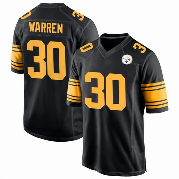 Men's Pittsburgh Warren 30 Black Alternate Stitched T-Shirts Sports Player Game Top, Large