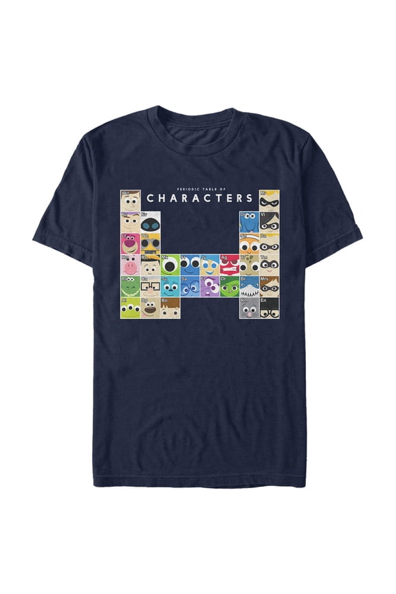 Men's Pixar Character Periodic Table Graphic Tee Navy Blue X Large