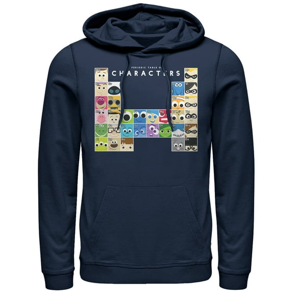 Men's Pixar Character Periodic Table  Pull Over Hoodie Navy Blue 2X Large